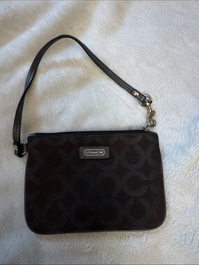 Coach Black Signature Wristlet Clutch